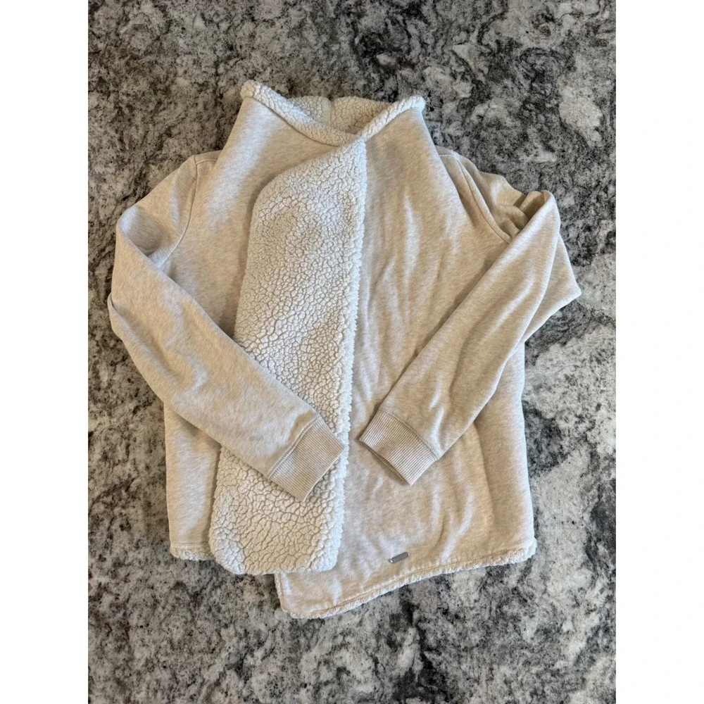 Hollister Womens Oatmeal Sherpa Lined Open Front Cardigan‎ Jacket Medium